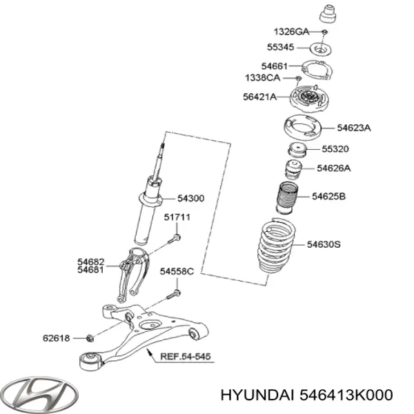 Купити 546413K000 Hyundai/Kia Проставка (гумове кільце) пружини передньої, верхня