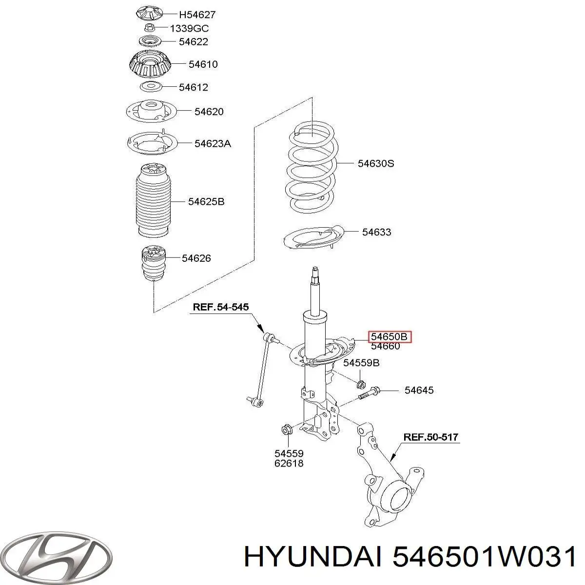 Амортизатор передньої підвіски, лівий Hyundai/Kia 546501W031 ціна, від 11.05 USD