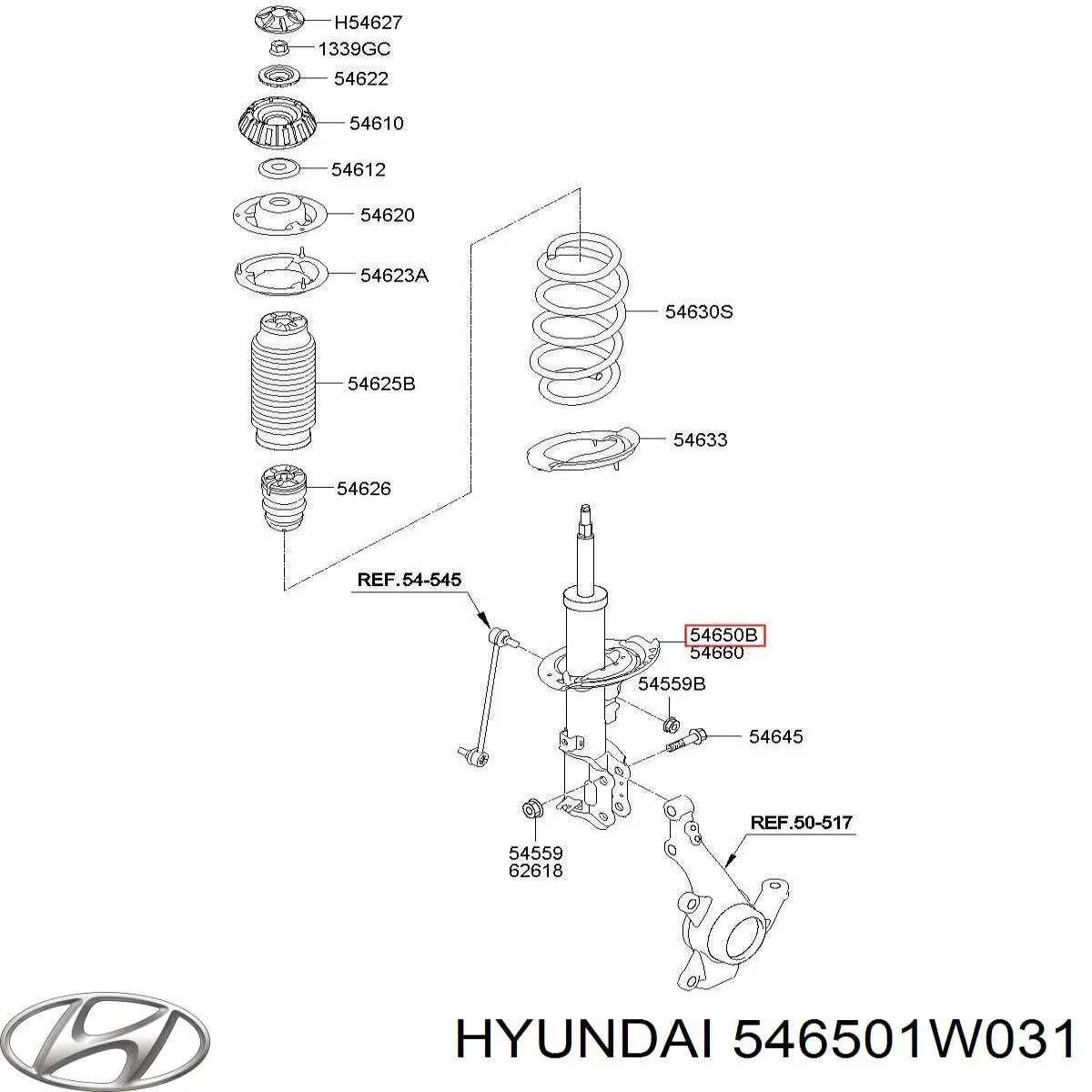 546501W031 Hyundai/Kia Ліва передня стійка