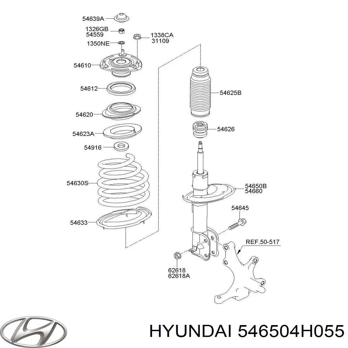 546504H155 Hyundai/Kia Ліва передня стійка