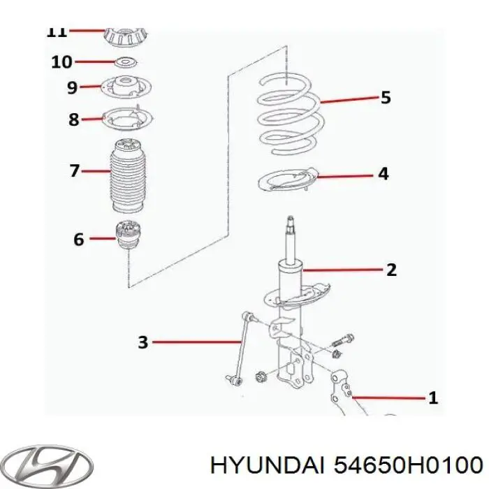 Амортизатор передній, правий Hyundai/Kia 54650H0100 ціна, від 134.22 USD