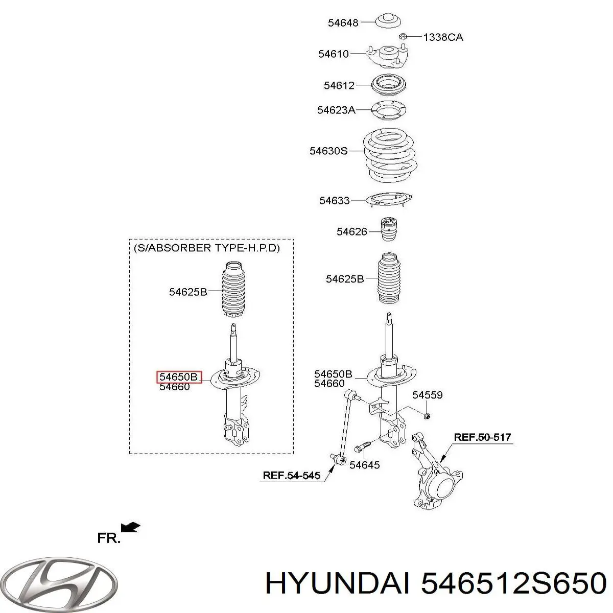 546512S650 Hyundai/Kia амортизатор передній, лівий