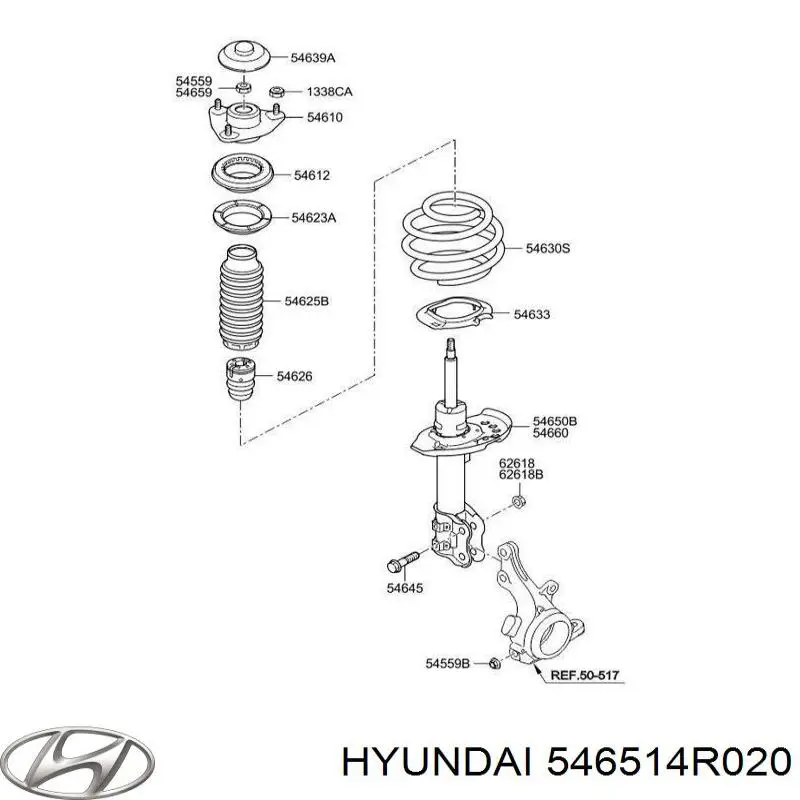 546514R020 Hyundai/Kia Ліва передня стійка