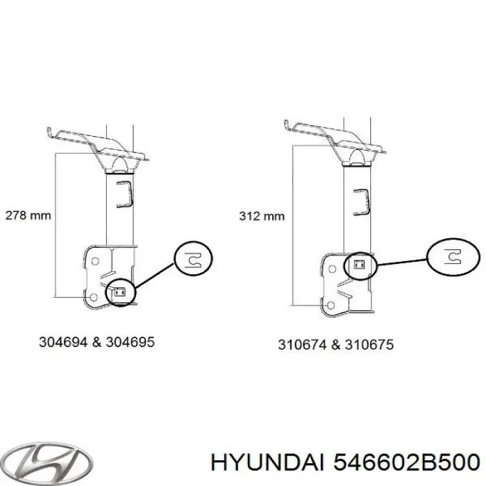 Купити 546602B500 Hyundai/Kia Амортизатор передній, правий