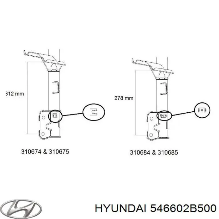 546602B500 Hyundai/Kia амортизатор передній, правий