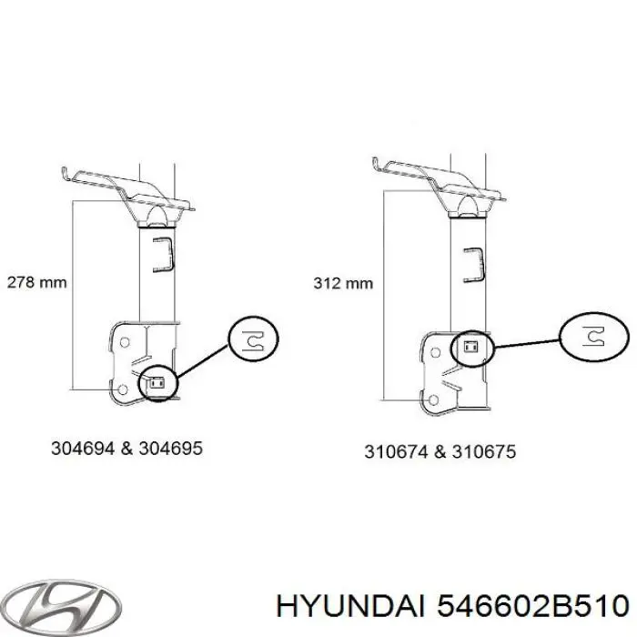 546602B510 Hyundai/Kia амортизатор передній, правий