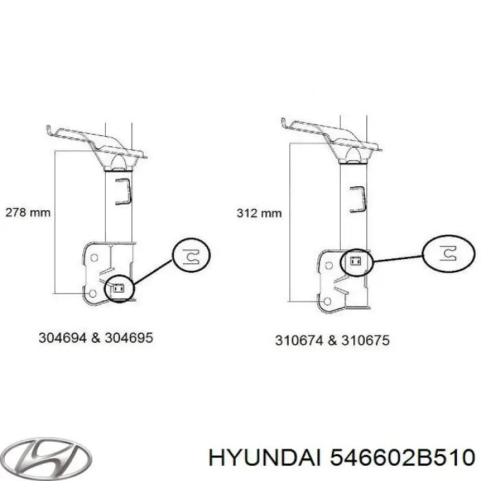 Купити S546602B510 Hyundai/Kia Амортизатор передній, правий