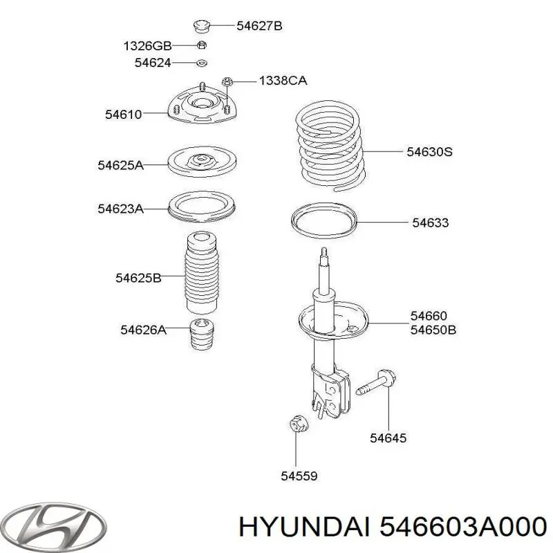 Купити 546603A000 Hyundai/Kia Амортизатор передній, правий
