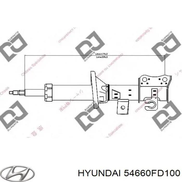 Амортизатор передній, правий 54660FD100 Hyundai/Kia