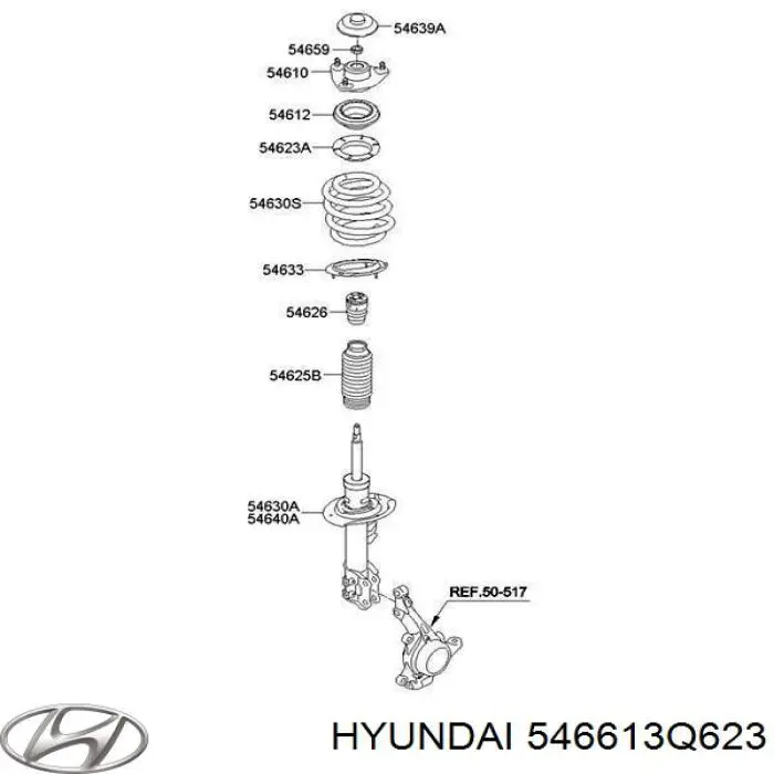 Амортизатор передній, правий Hyundai/Kia 546613Q623 ціна, від 75.58 USD