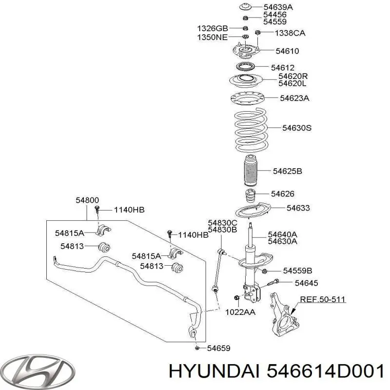 Амортизатор передній, правий 546614D001 Hyundai/Kia