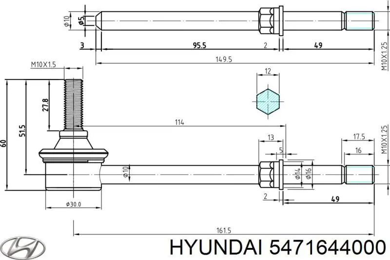 5471644000 Hyundai/Kia Втулка стійки переднього стабілізатора