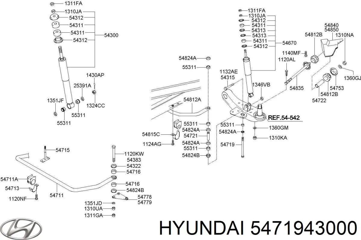 Амортизаційна стійка Hyundai/Kia 5471943000 ціна, від 1.42 USD