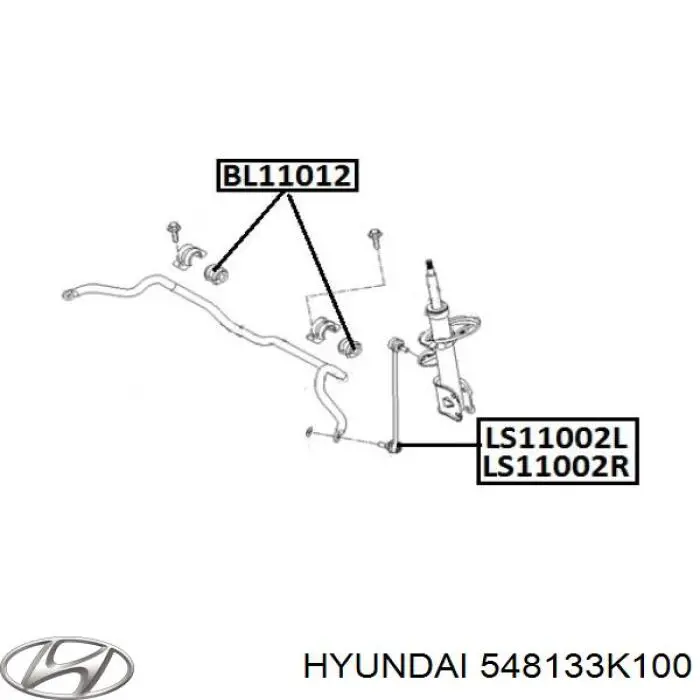Втулка переднього стабілізатора Hyundai/Kia 548133K100