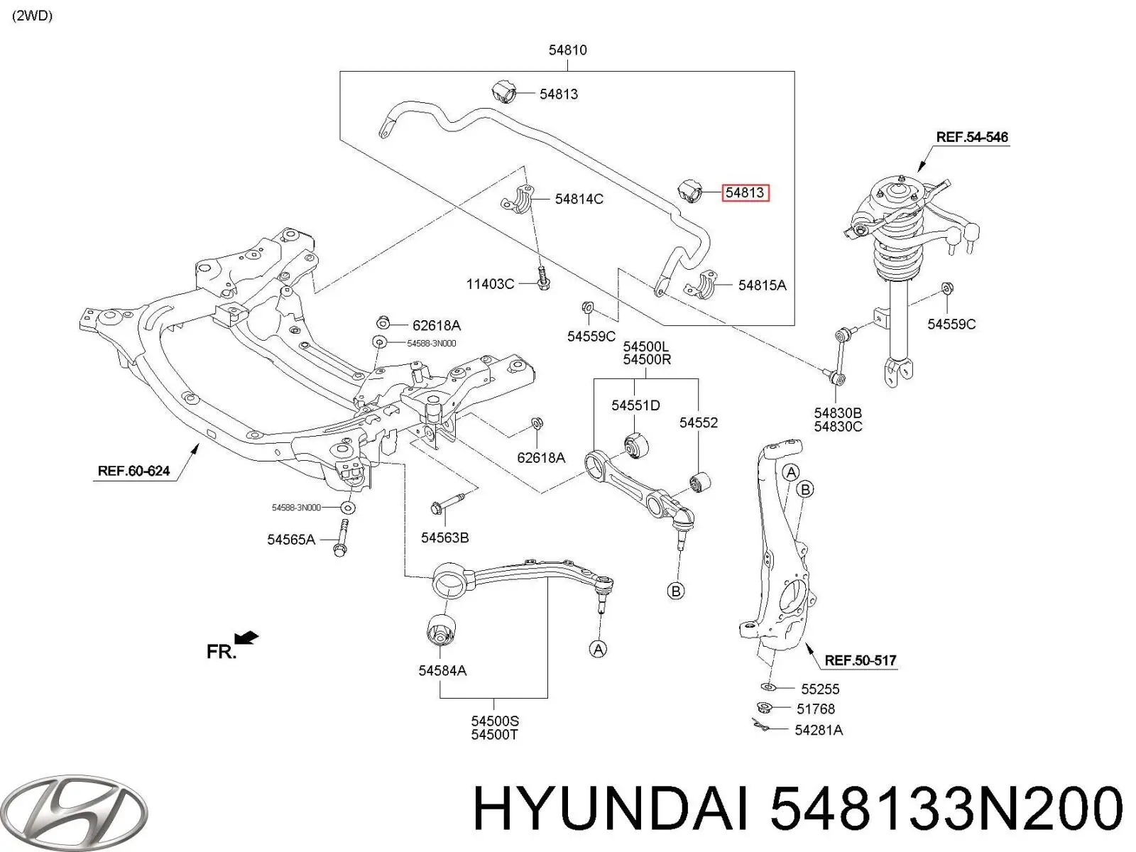 548133N200 Hyundai/Kia втулка стабілізатора переднього