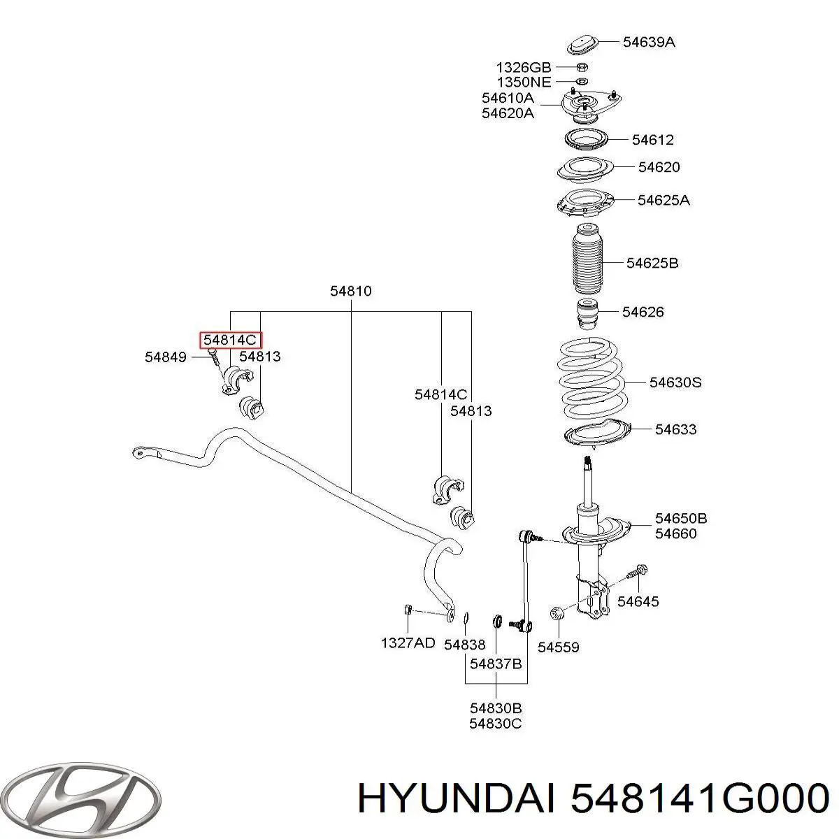 Хомут кріплення втулки стабілізатора, переднього Hyundai/Kia 548141G000 ціна, від 2.53 USD