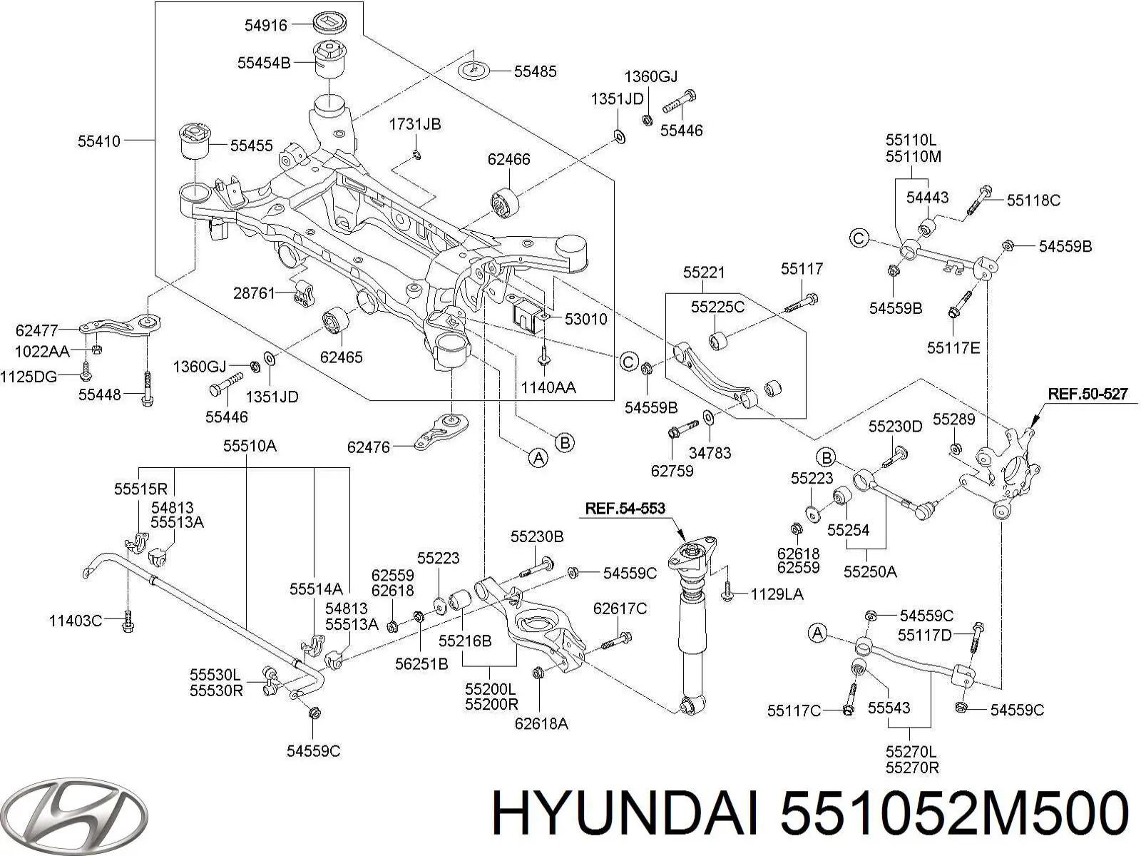 Важіль задньої підвіски верхній, лівий/правий Hyundai/Kia 551052M500 ціна, від 119.34 USD