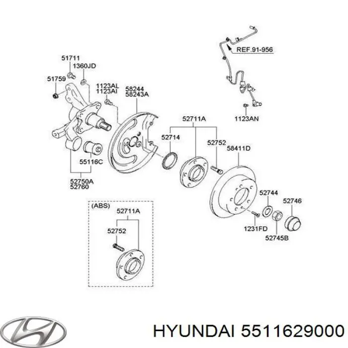 5511629000 Hyundai/Kia сайлентблок цапфи задньої