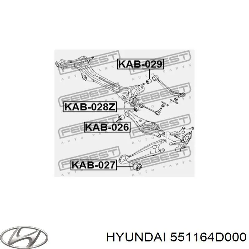 Сайлентблок заднього поздовжнього важеля, передній Hyundai/Kia 551164D000 ціна, від 12.86 USD