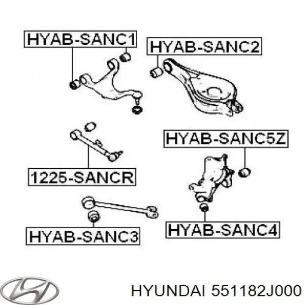 551182J000 Hyundai/Kia сайлентблок заднього поздовжнього важеля, задній