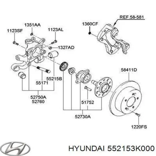 552153K000 Hyundai/Kia сайлентблок цапфи задньої