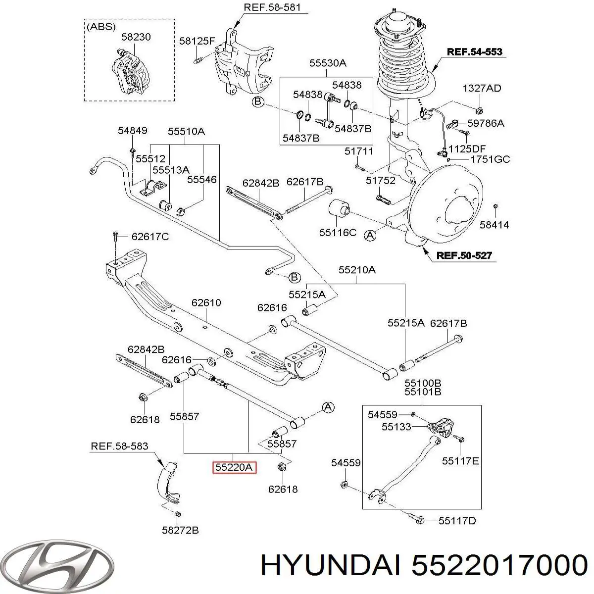 Важіль задньої підвіски нижній, лівий/правий Hyundai Matrix (FC) (Хендай Матрікс)