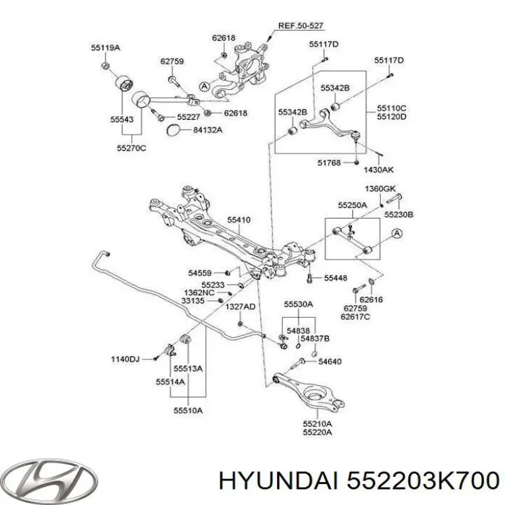 552203K700 Hyundai/Kia важіль задньої підвіски нижній, правий