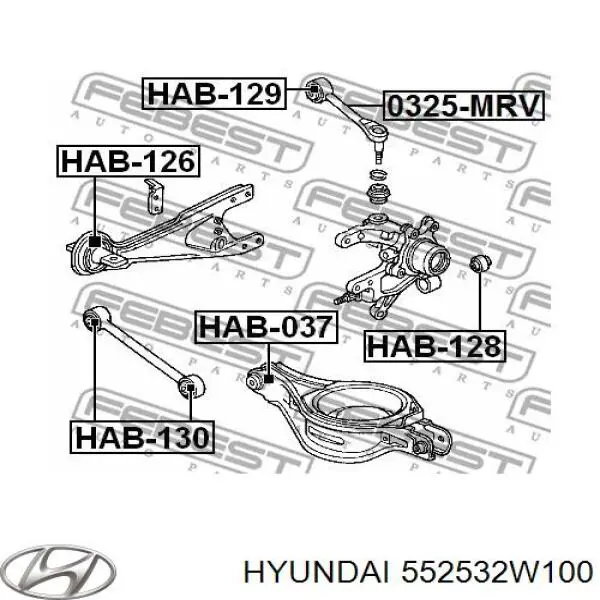 552532W100 Hyundai/Kia сайлентблок тяги поперечної, задньої підвіски