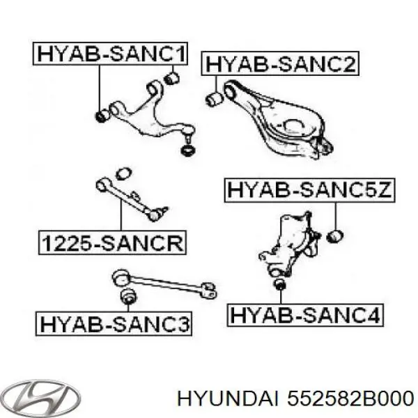Сайлентблок заднього поперечного важеля Hyundai/Kia 552582B000 ціна, від 6.82 USD