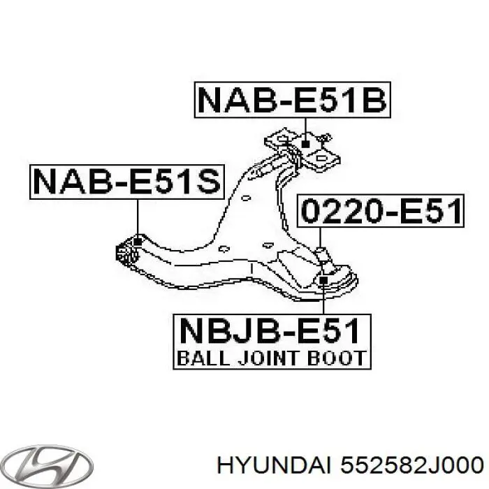 Сайлентблок заднього поперечного важеля, внутрішній Hyundai/Kia 552582J000 ціна, від 4.92 USD