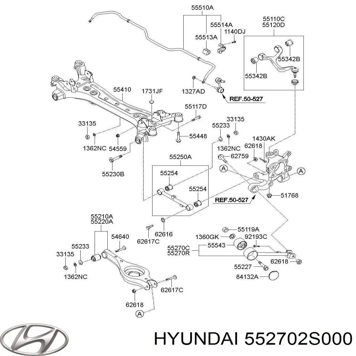 Купити 552702S000 Hyundai/Kia Важіль/тяга задньої підвіски подовжній нижній, лівий