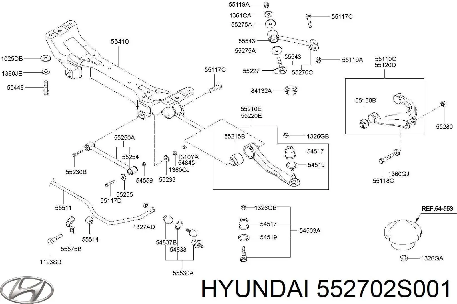 Купити 552702S001 Hyundai/Kia Важіль/тяга задньої підвіски подовжній нижній, лівий