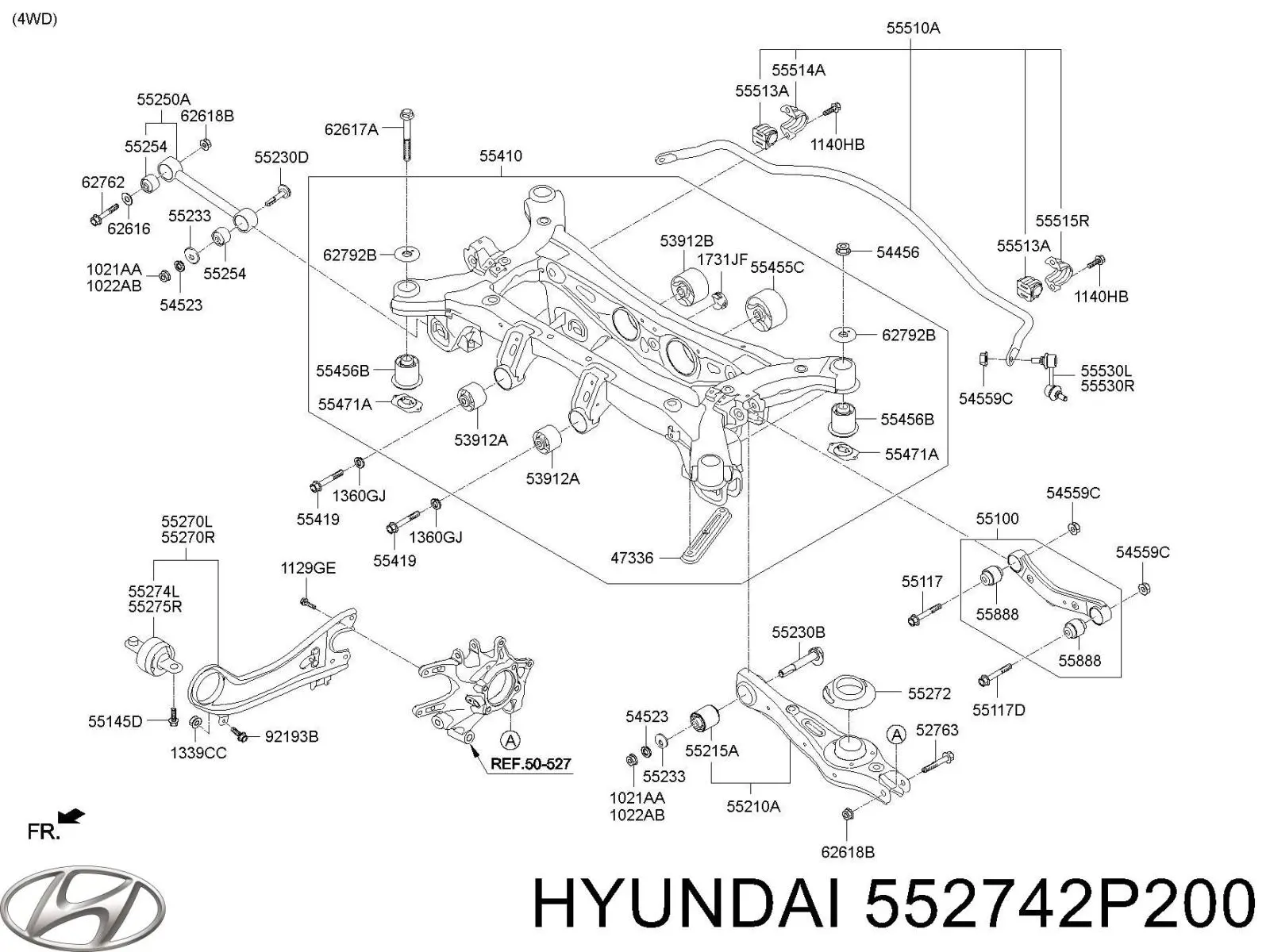 Купити 552742P200 Hyundai/Kia Сайлентблок заднього поздовжнього важеля, передній