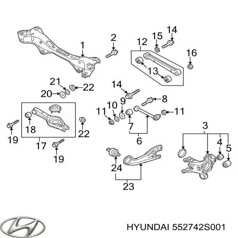 Купити 552742S001 Hyundai/Kia Сайлентблок заднього поздовжнього важеля, передній