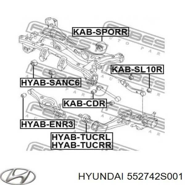 552742S001 Hyundai/Kia Сайлентблок заднього поздовжнього важеля, передній