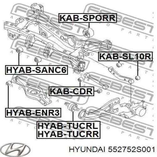 552752S001 Hyundai/Kia Сайлентблок задньої балки