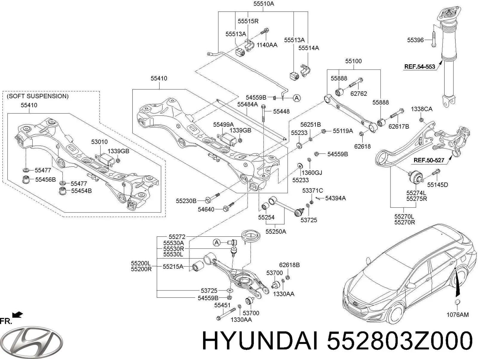 Купити 552803Z000 Hyundai/Kia Важіль/тяга задньої підвіски подовжній нижній, правий