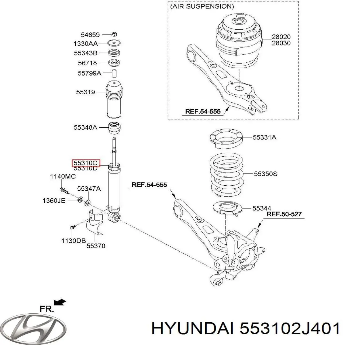 553102J100 Hyundai/Kia амортизатор задній, лівий