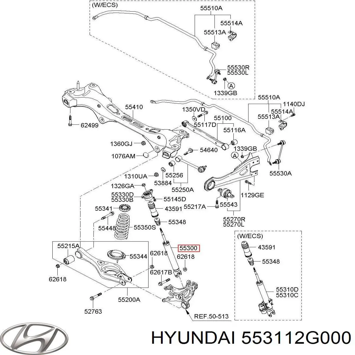 Амортизатор задній 553112G000 Hyundai/Kia