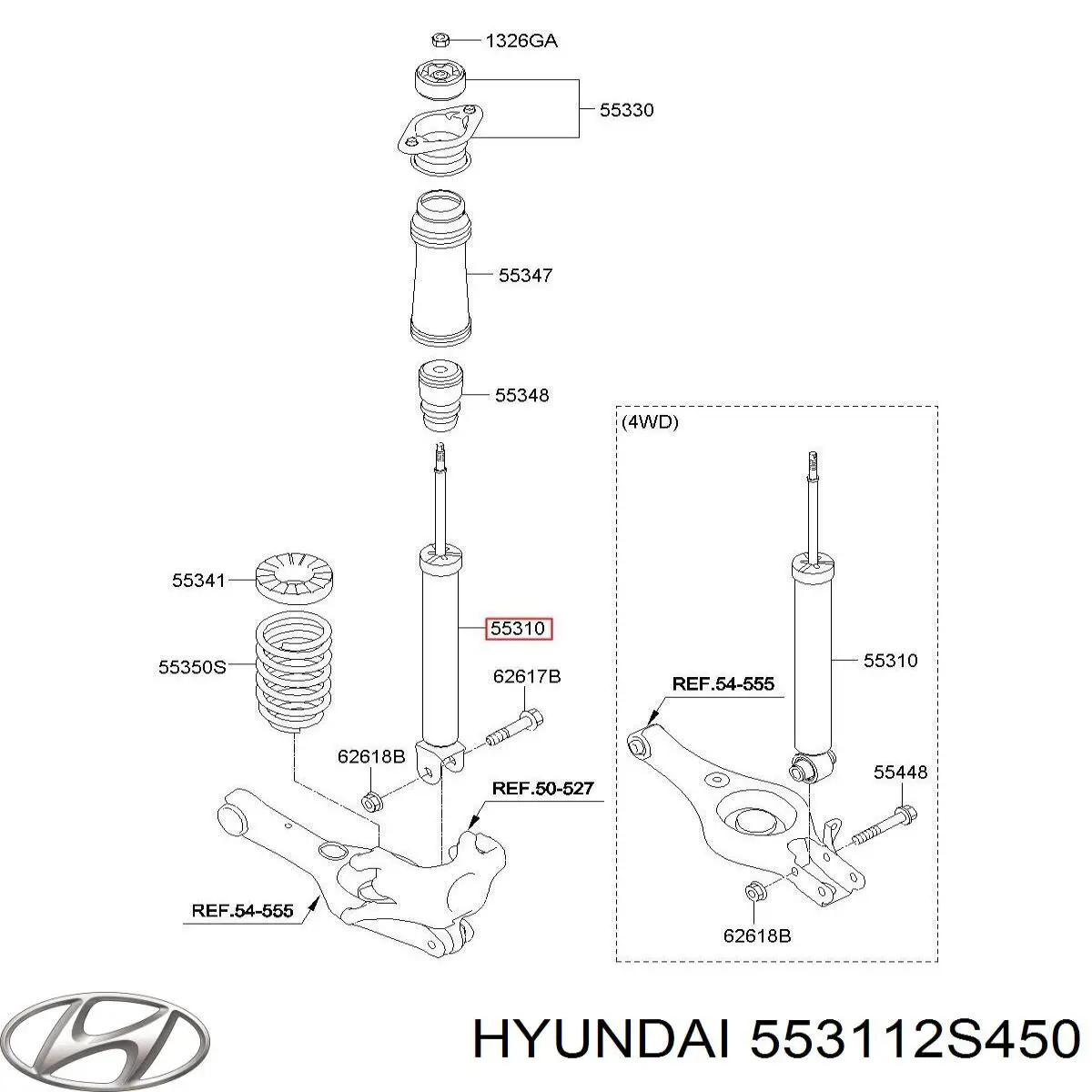 Амортизатор задній 553112S450 Hyundai/Kia