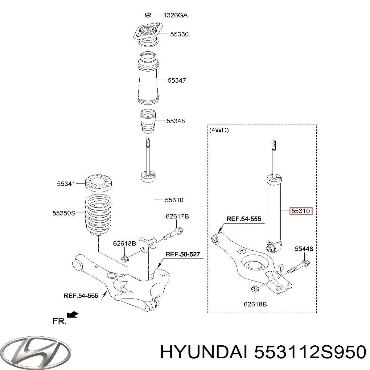 Купити 553112S950 Hyundai/Kia Стійка амортизатора задня