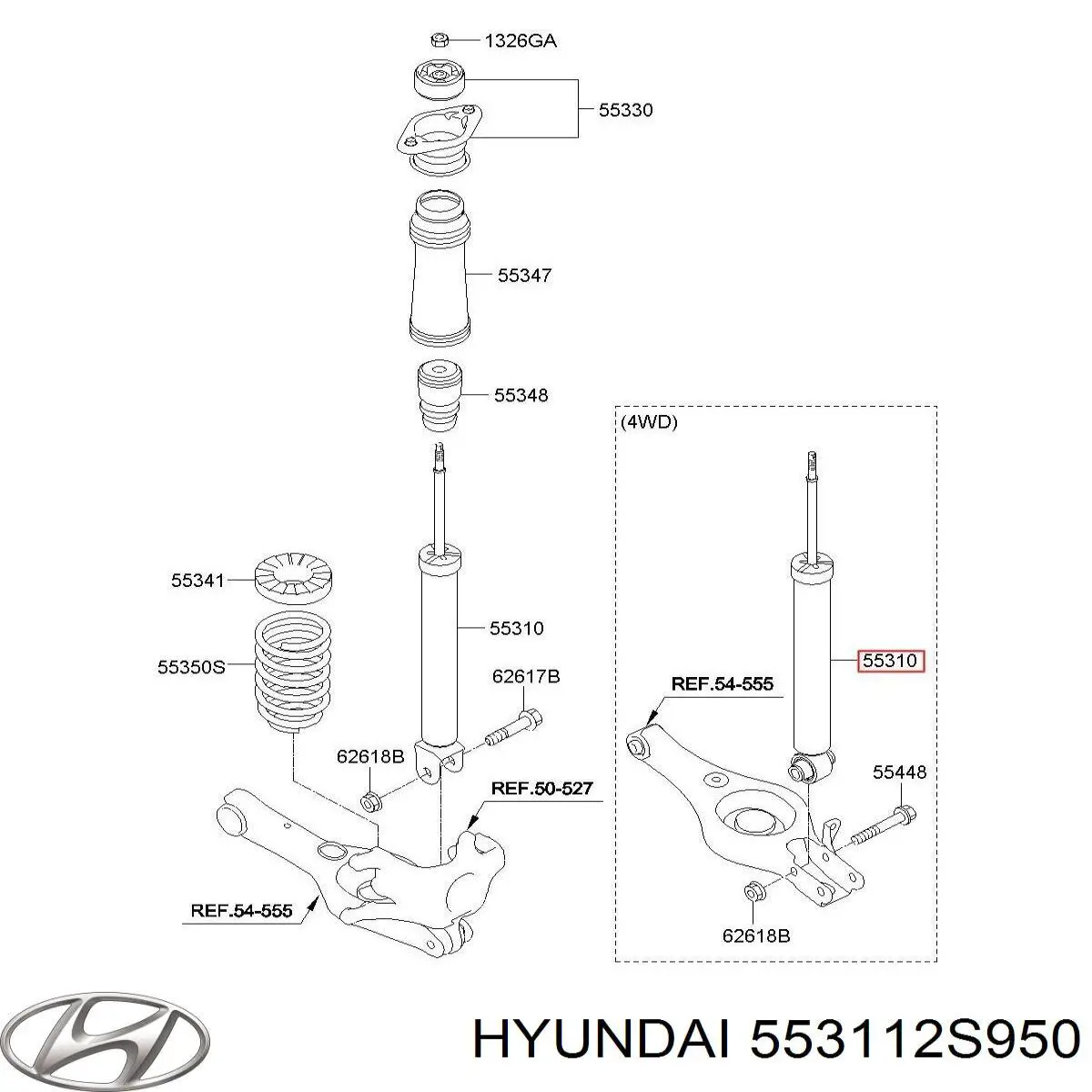 Амортизатор задній 553112S950 Hyundai/Kia
