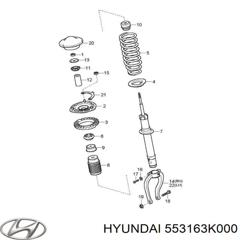 553163K000 Hyundai/Kia пильник амортизатора заднього