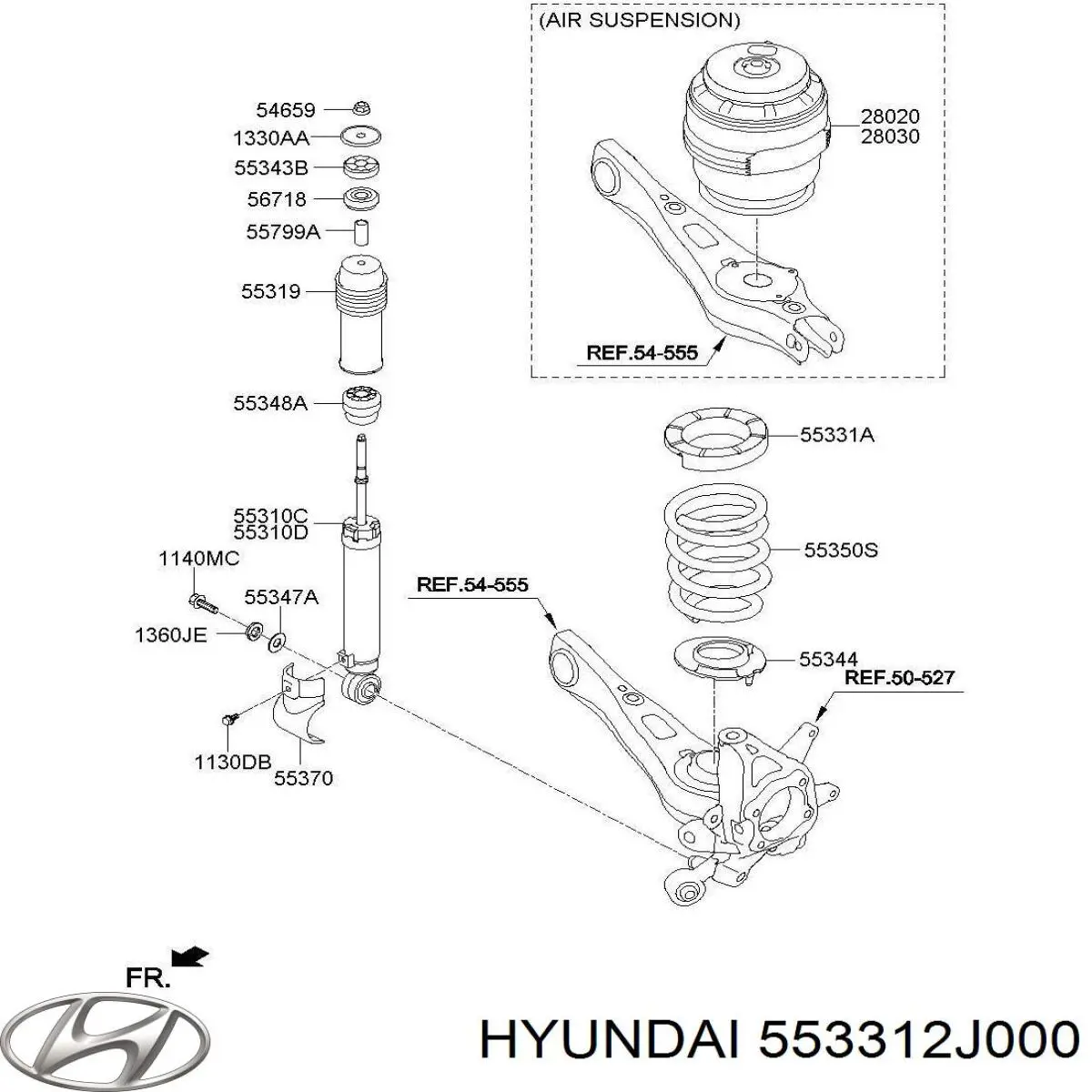 553312J000 Hyundai/Kia Пневмоподушка/пневморессора моста заднього