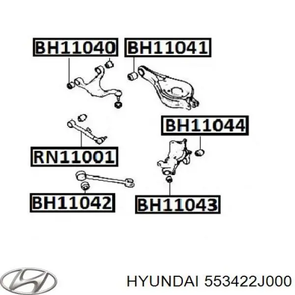 553422J000 Hyundai/Kia сайлентблок заднього верхнього важеля