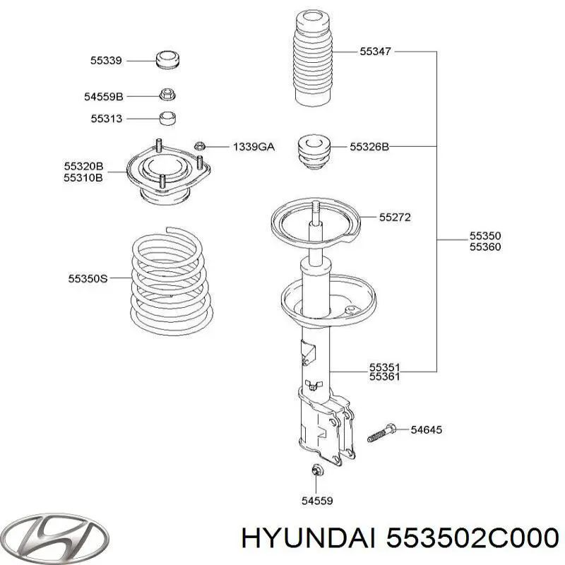Купити 553502C000 Hyundai/Kia Амортизатор задній, лівий