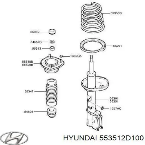 553512D100 Hyundai/Kia Амортизатор задній, лівий