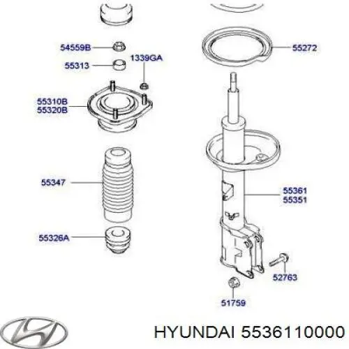 Амортизатор задній, правий Hyundai/Kia 5536110000 ціна, від 45.26 USD