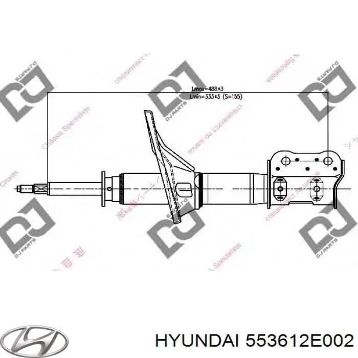 Амортизатор задній, правий 553612E002 Hyundai/Kia