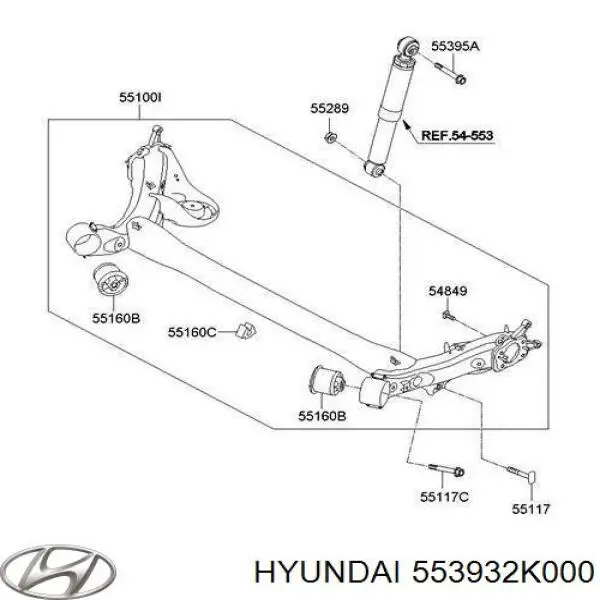 553932K000 Hyundai/Kia Болт кріплення амортизатора заднього